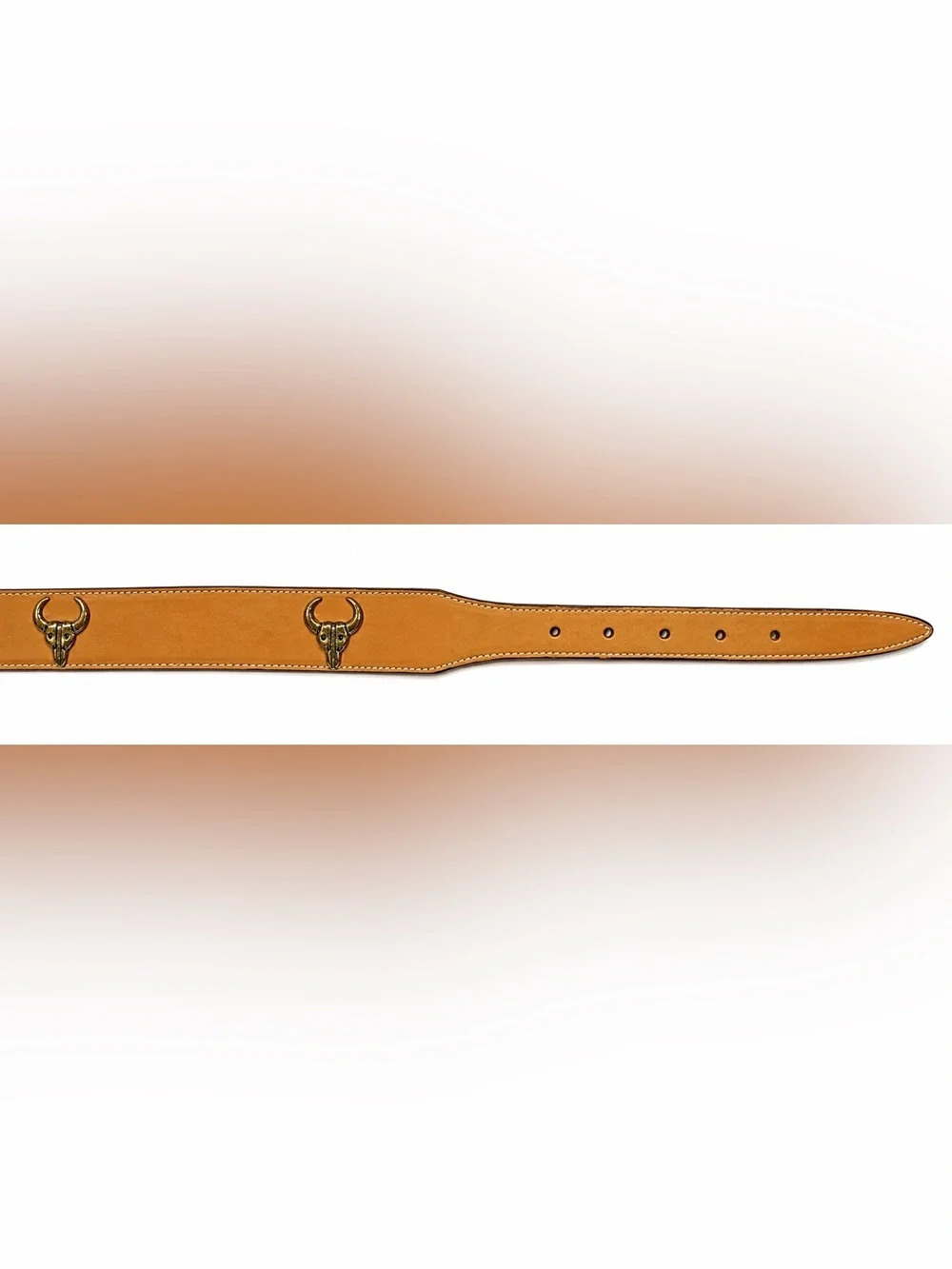 Nocona Leather Western Belt Women’s 32 Longhorn Skull Conchos Tan Cowboy Rodeo